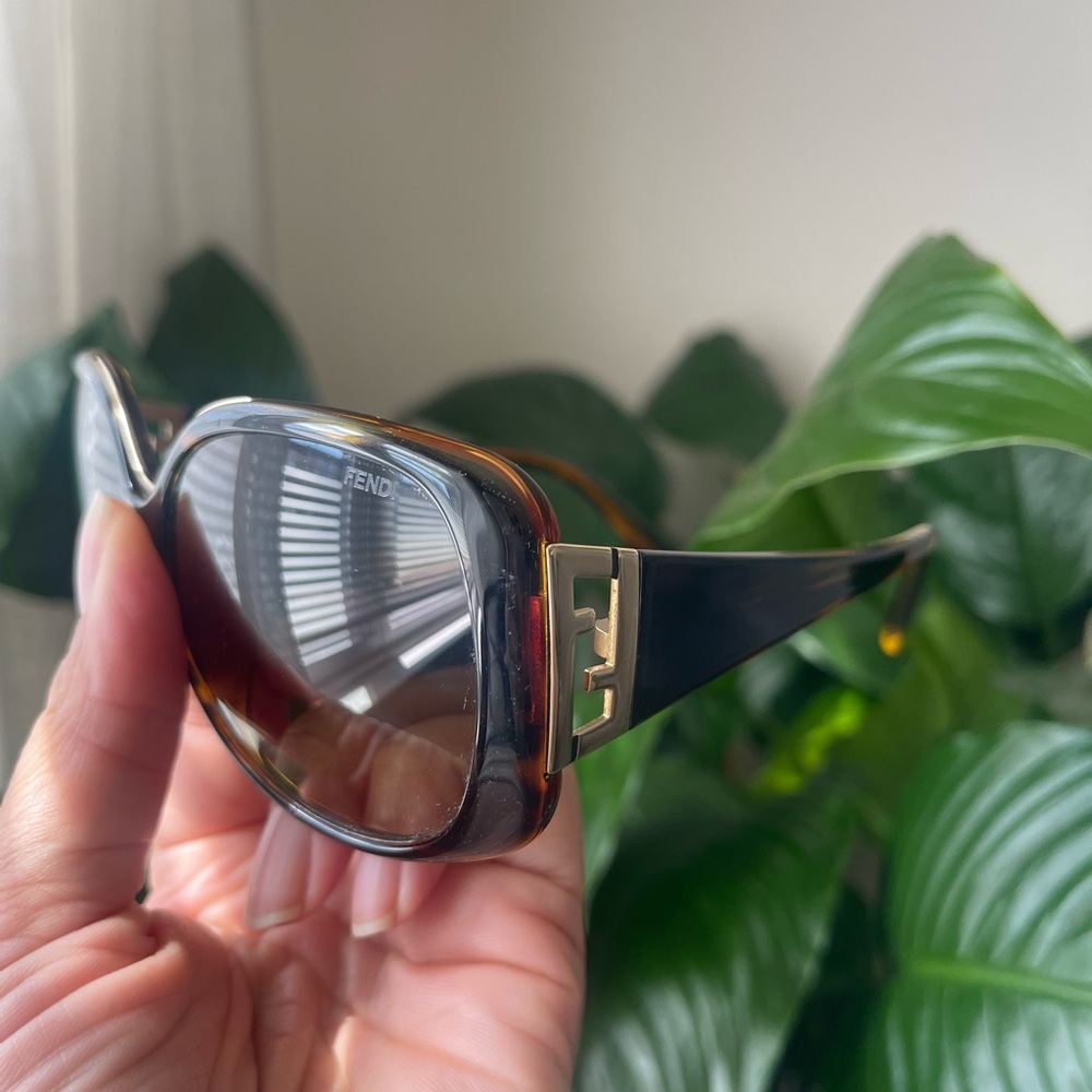 Fendi Tortoiseshell and Black Sunglasses with Gold Logo Accent